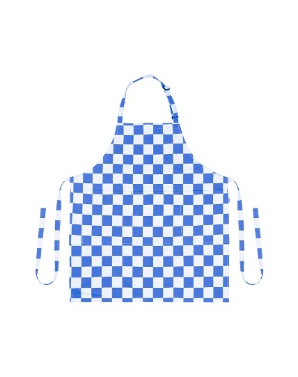 checkerboard apron_blue